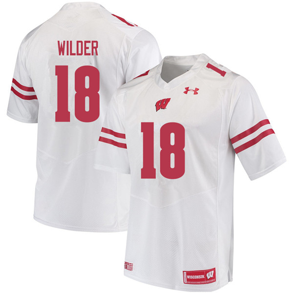 Men #18 Collin Wilder Wisconsin Badgers College Football Jerseys Sale-White - Click Image to Close
